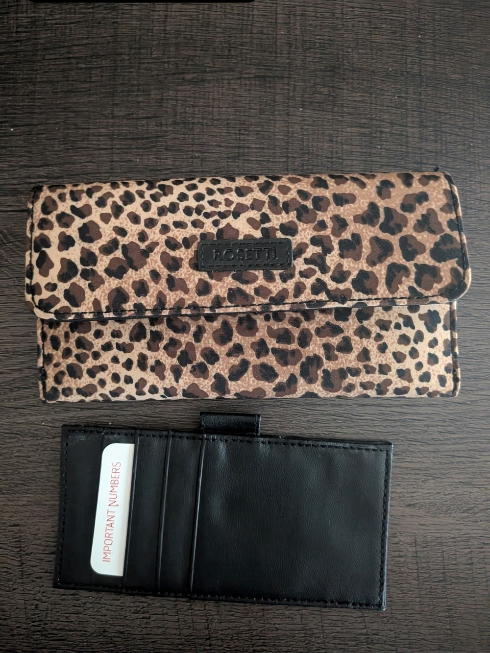 Leopard Print Foldover Wallet - Brown/Black
